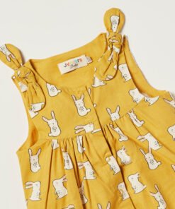 Alternative view of Bunny Print Sleeveless Romper with Button Closure