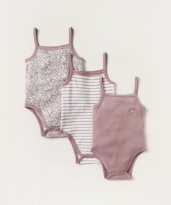 Assorted Sleeveless Bodysuit with Button Closure | Set of 3