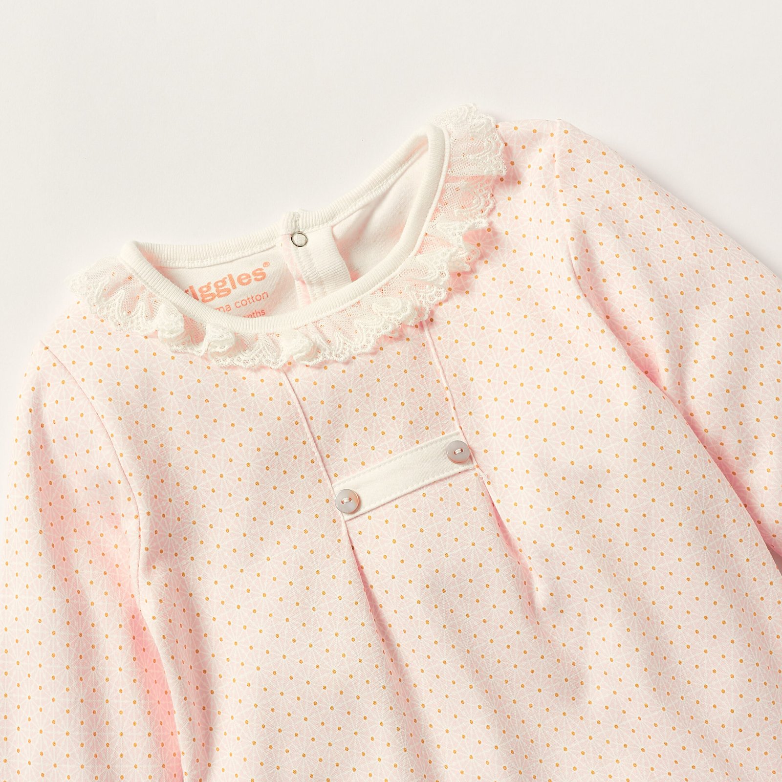 Printed Closed Feet Sleepsuit with Long Sleeves and Ruffles - Image 5