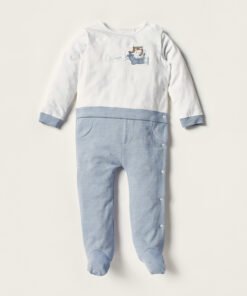 Embroidered Closed Feet Sleepsuit with Long Sleeves