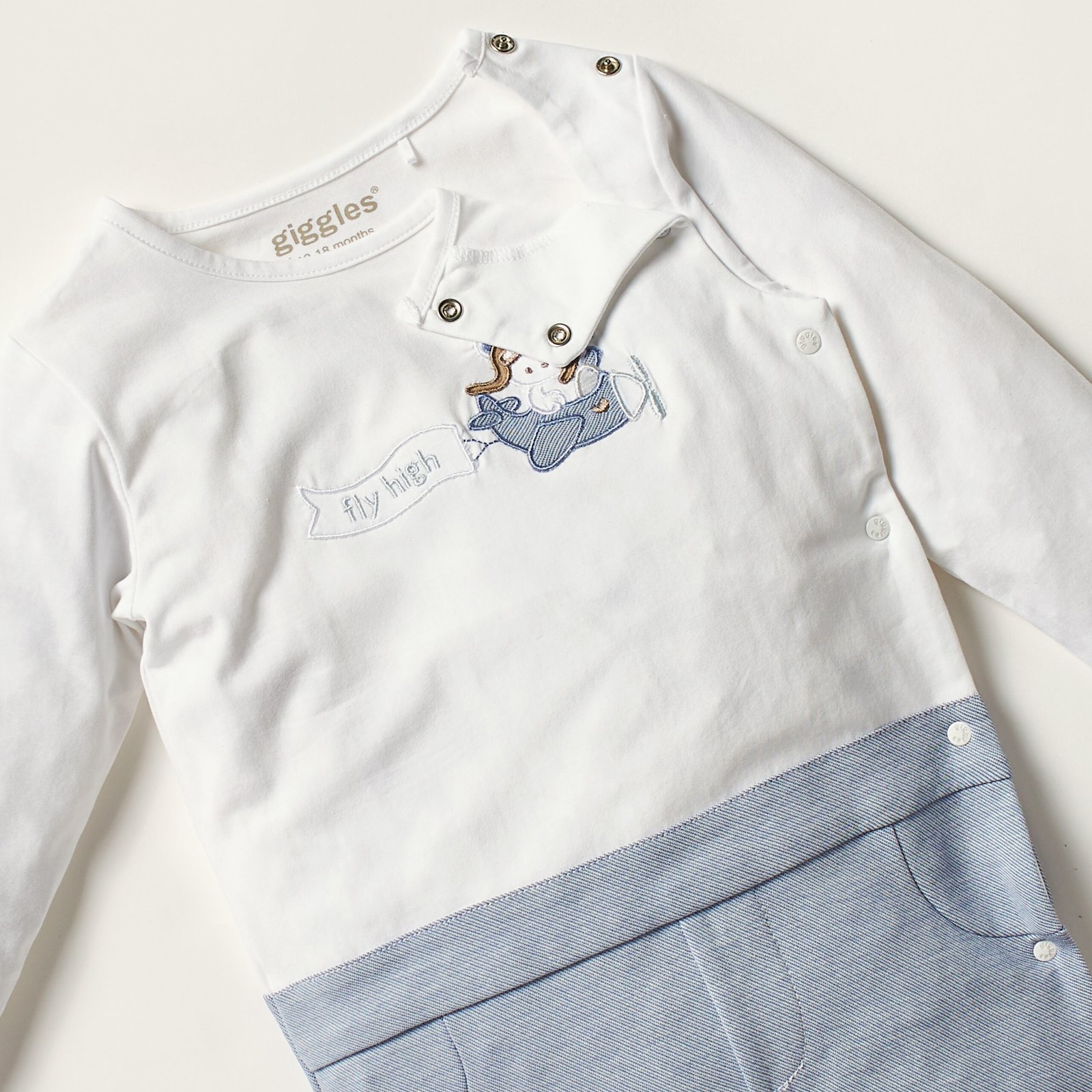 Embroidered Closed Feet Sleepsuit with Long Sleeves - Image 2