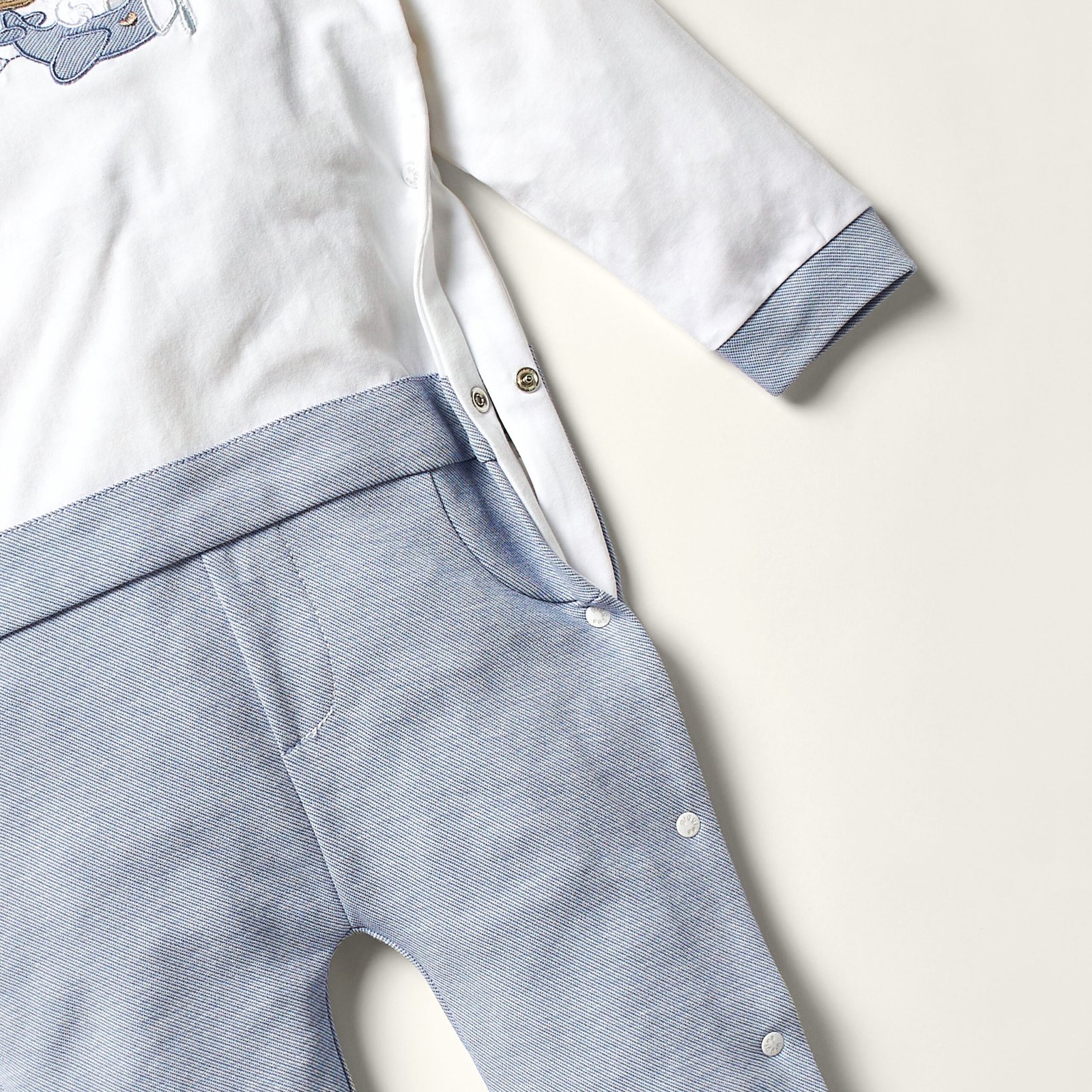 Embroidered Closed Feet Sleepsuit with Long Sleeves - Image 3