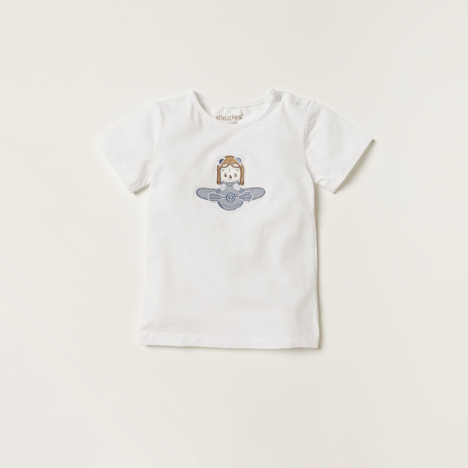 Embroidered Round Neck T-shirt and Dungarees - Image 2