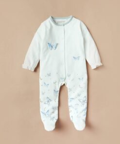 Alternative view of Butterfly Print Closed Feet Sleepsuit with Long Sleeves