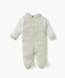 Alternative view of Solid Closed Feet Sleepsuit with Collar and Waistcoat