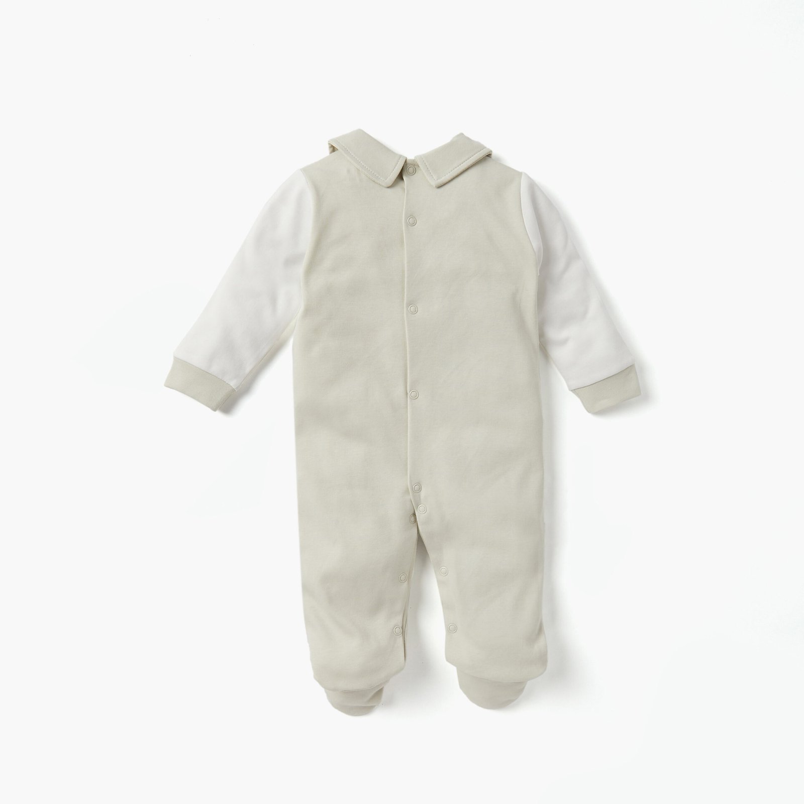 Solid Closed Feet Sleepsuit with Collar and Waistcoat - Image 2