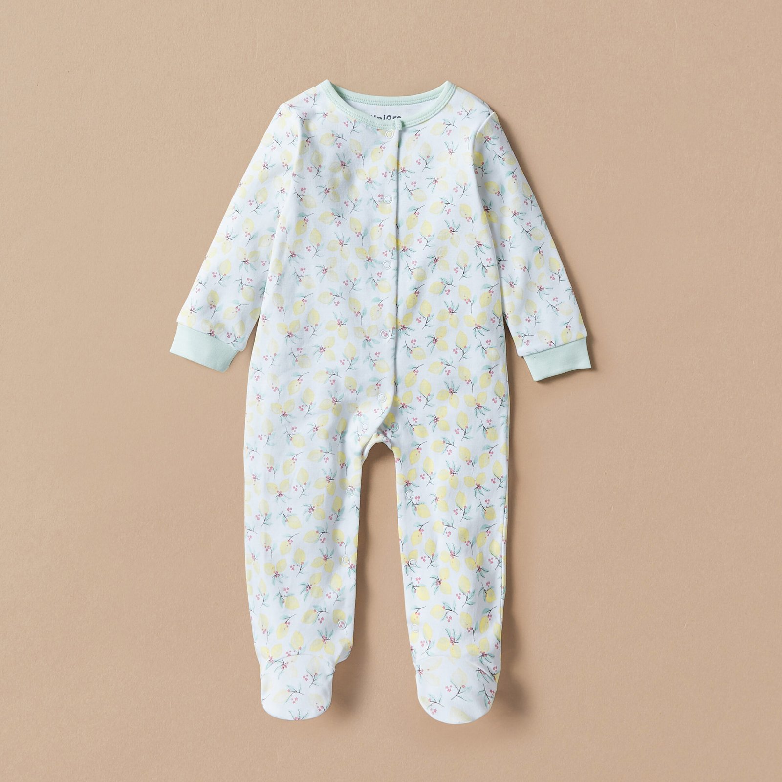 Lemon Print Sleepsuit with Long Sleeves - Set of 2 - Image 2