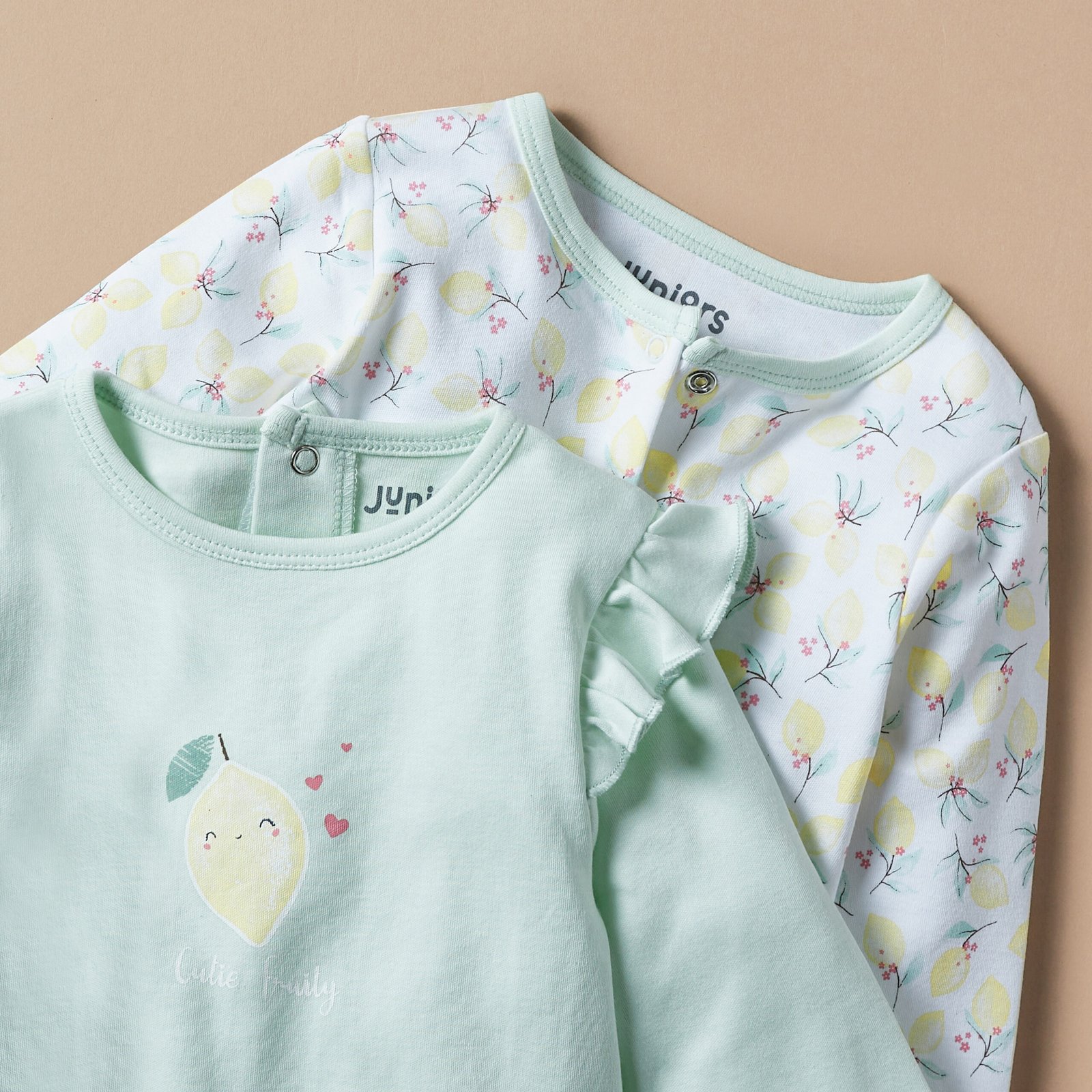 Lemon Print Sleepsuit with Long Sleeves - Set of 2 - Image 4