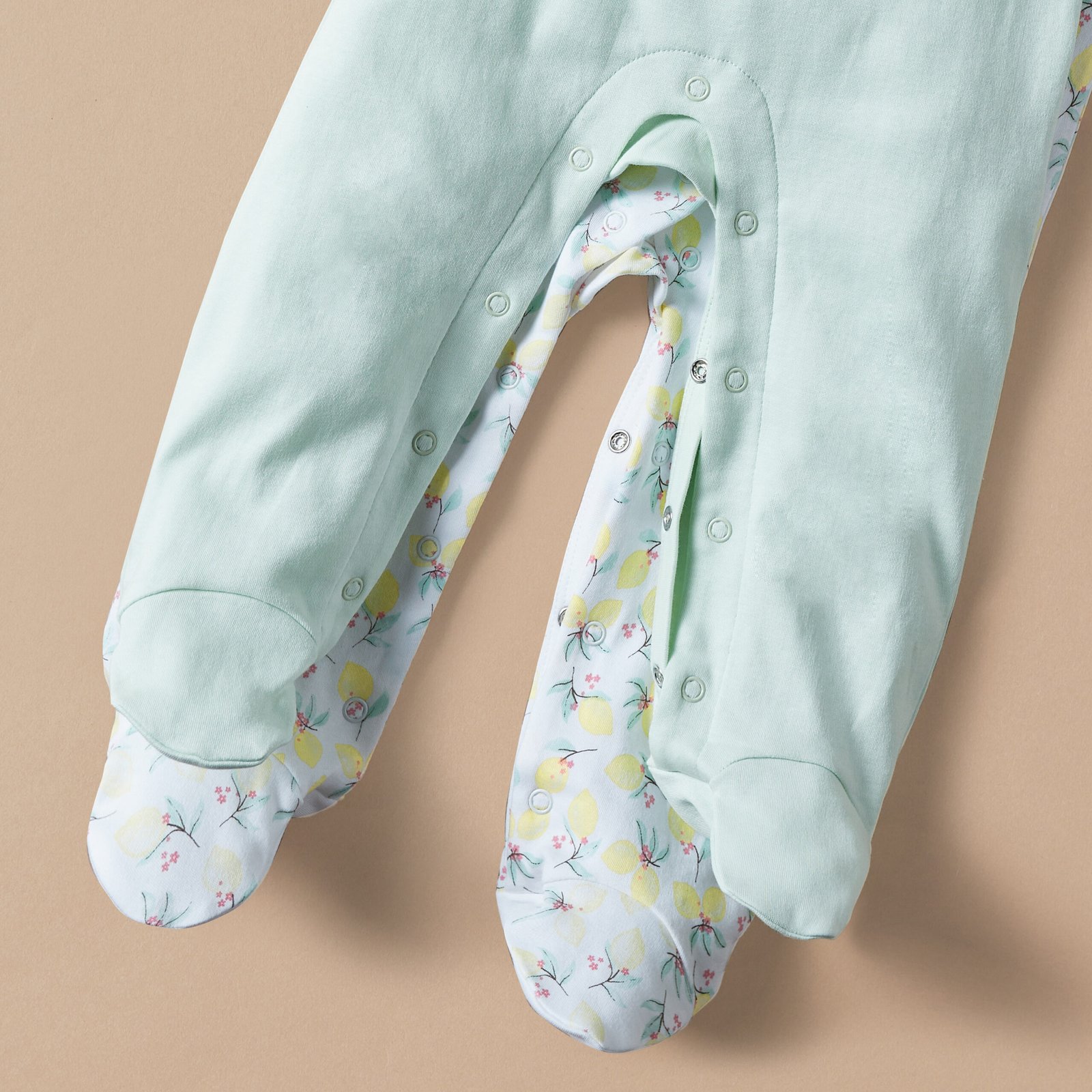 Lemon Print Sleepsuit with Long Sleeves - Set of 2 - Image 5