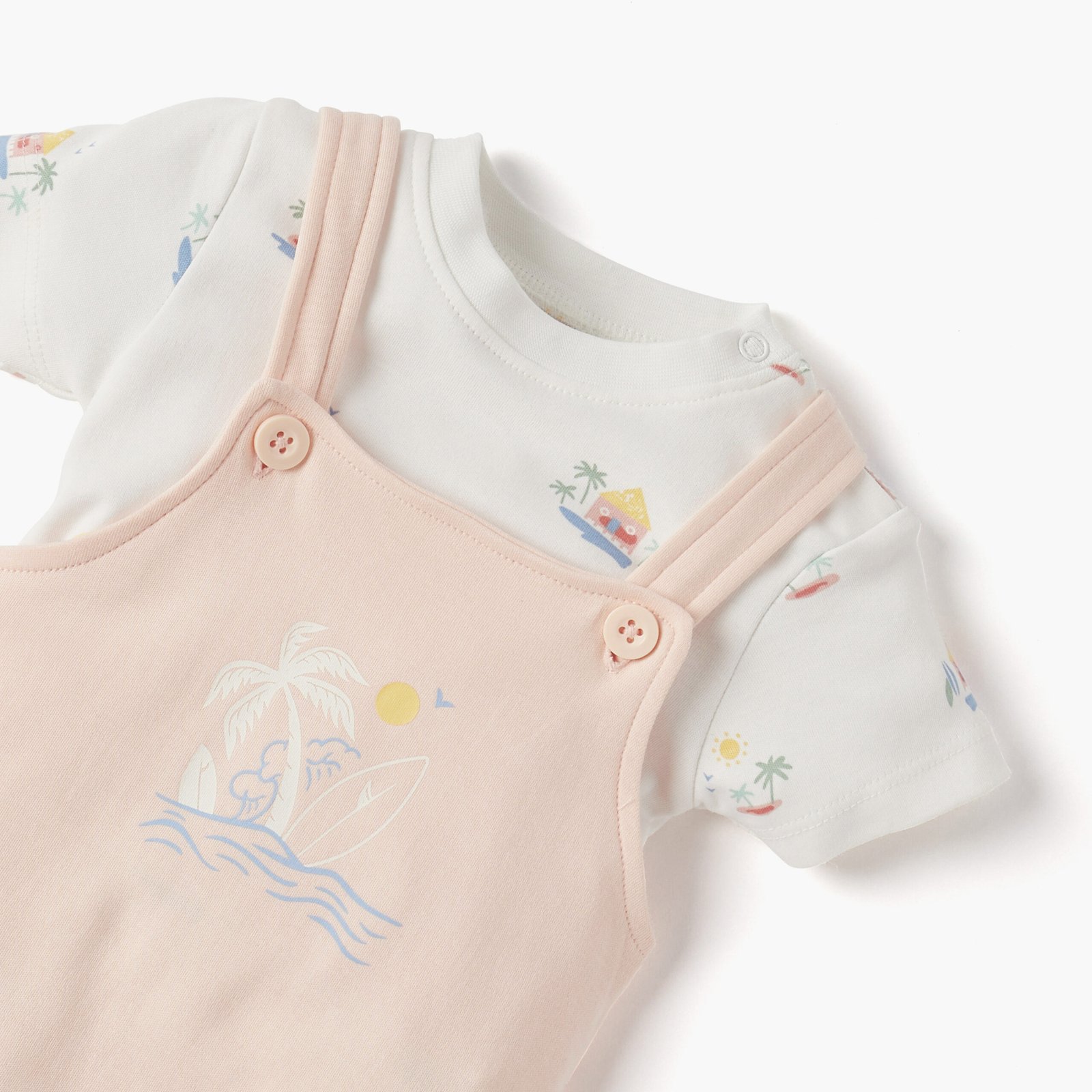 Printed Short Sleeves T-shirt and Dungaree Set - Image 4