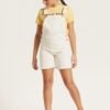 Denim Solid Beige Short Dungaree