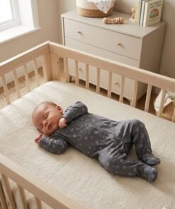 All-Over Print Sleepsuit with Long Sleeves and Snap Button Closure