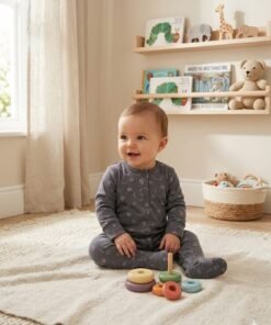 Alternative view of All-Over Print Sleepsuit with Long Sleeves and Snap Button Closure