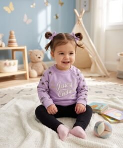 Bee Raglan Crew Brush Back And Legging Set Lavendula