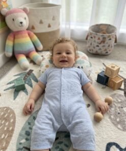 Alternative view of Short Sleeves Striped Romper with Button Closure
