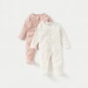 Sleepsuit with Long Sleeves and Zip Closure - Set of 2