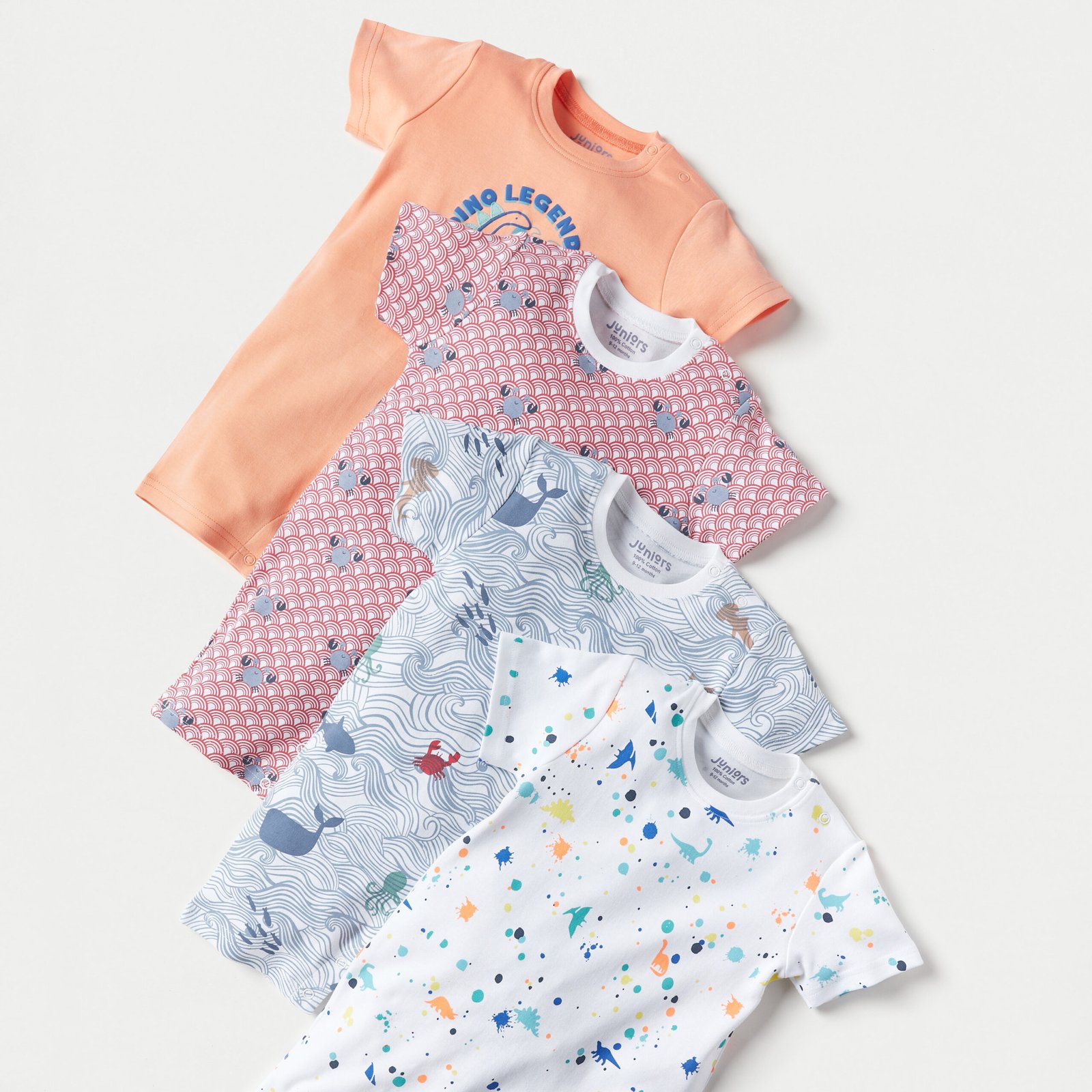 Printed Short Sleeves Rompers - Set of 4 - Image 2