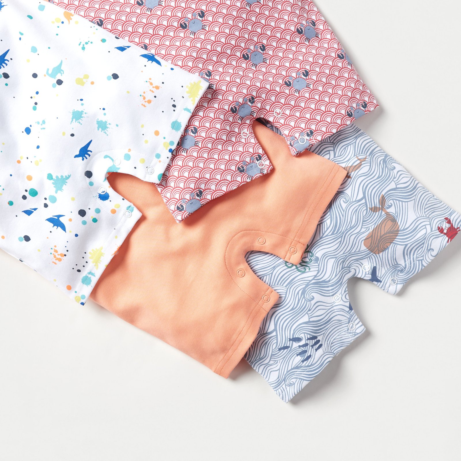 Printed Short Sleeves Rompers - Set of 4 - Image 3
