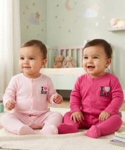 Printed Pink Sleepsuit | Set of 2