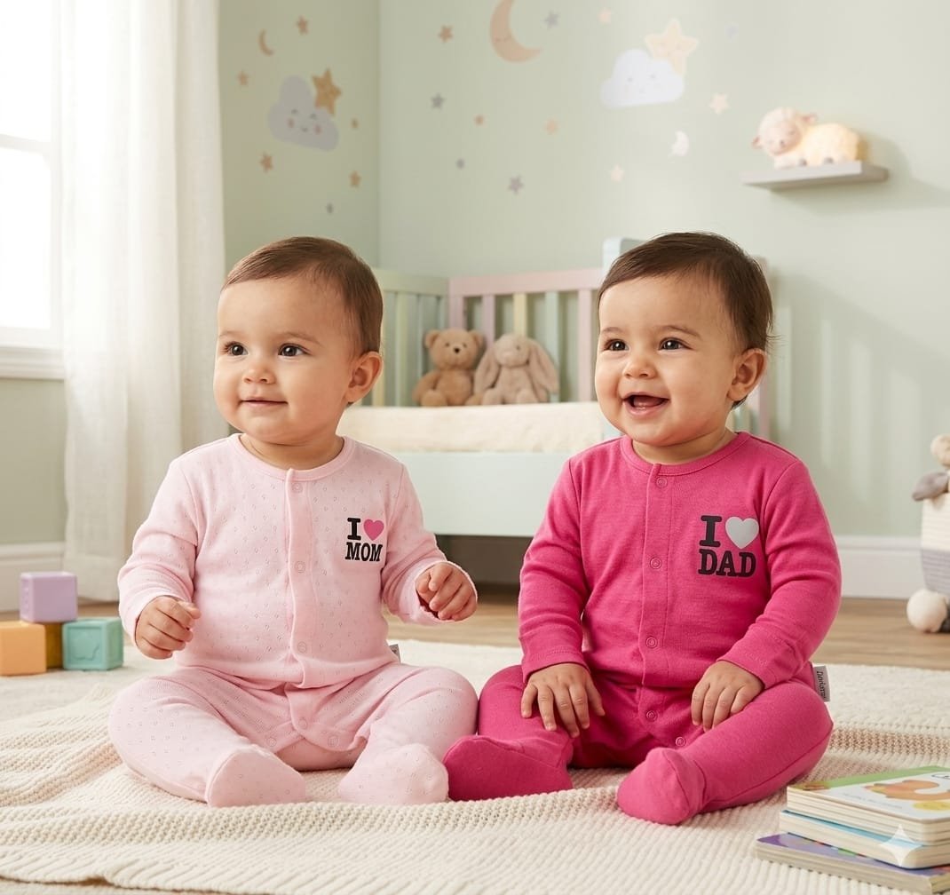 Printed Pink Sleepsuit | Set of 2