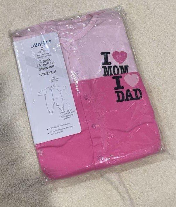 Printed Pink Sleepsuit | Set of 2 - Image 2