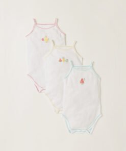 Fruits Printed Sleeveless Bodysuits | Set of 3