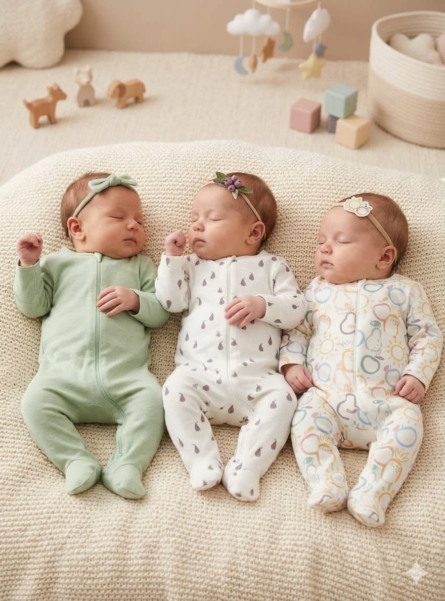Closed Feet Sleepsuit with Zip Closure | Set of 3 - Image 2