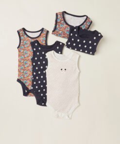 Printed Sleeveless Bodysuit - Set of 5