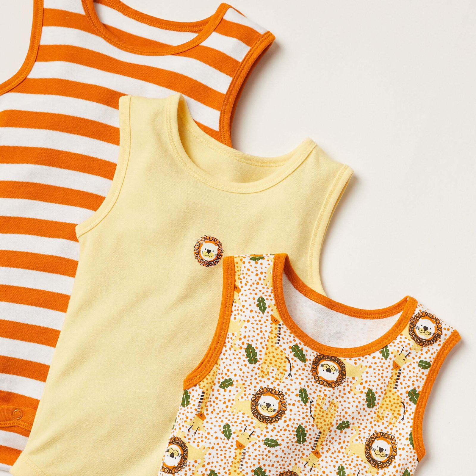 Printed Sleeveless Bodysuit wit Button Closure - Set of 5 - Image 2