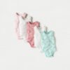 Printed Sleeveless Bodysuit with Button Closure - Set of 5