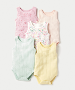 Assorted Ribbed Sleeveless Bodysuit - Set of 5