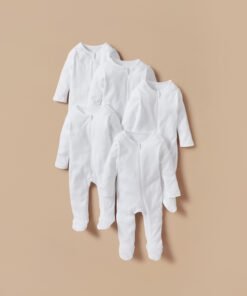 Solid Closed Feet Sleepsuit with Zip Closure - Set of 5