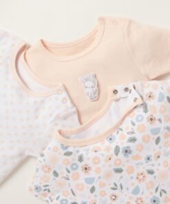 Printed Bodysuit with Short Sleeves - Set of 5