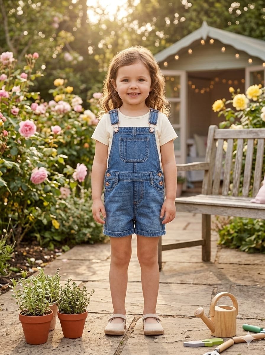 Denim Dungarees with Pocket Detail