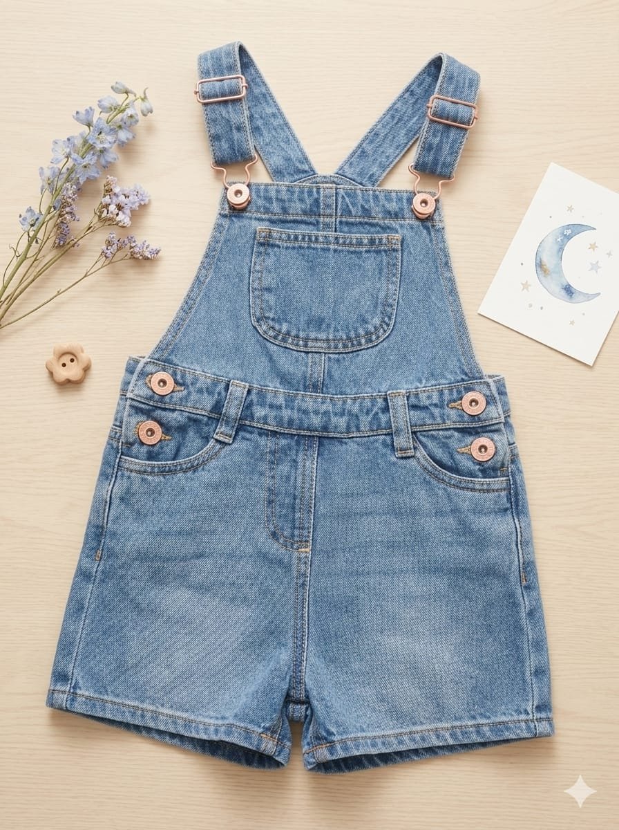 Denim Dungarees with Pocket Detail - Image 2